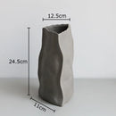Axyaa Triangle Wrinkle Ceramic Vase for Desk Decoration and Floral Arrangement