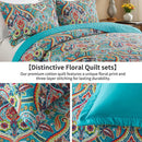 Axyaa Cotton Quilt King Bedding Set with 2 Pillowcases, Garden Style Bedspread