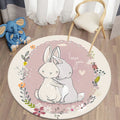 Round Rabbit Print Rug for Kids' Room | Axyaa's Cartoon Rabbit Mat