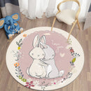 Round Rabbit Print Rug for Kids' Room | Axyaa's Cartoon Rabbit Mat
