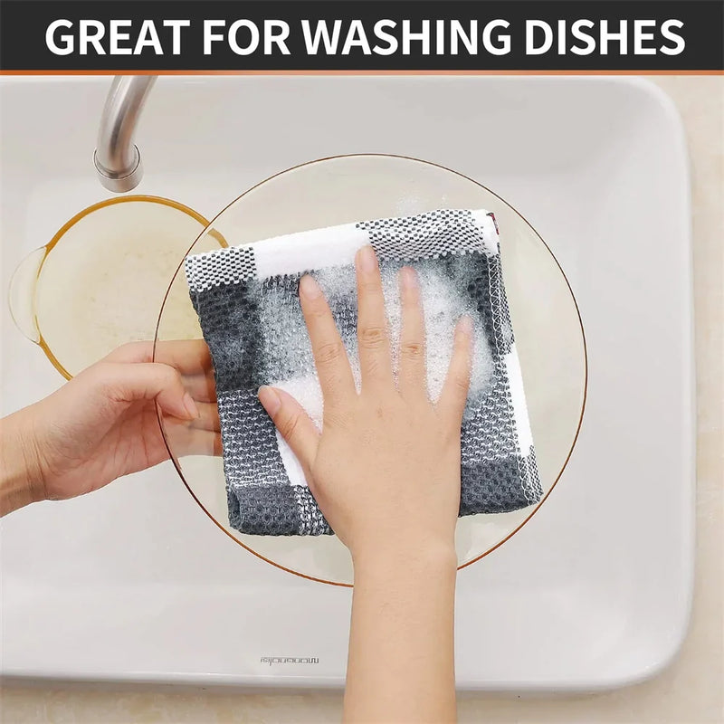 Axyaa Waffle Weave Kitchen Towel Set Absorbent Cleaning Cloth Cotton Dishcloth