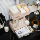 Axyaa Cosmetics Drawer Organizer: Two-Layer Makeup Storage Box for Desktop with Dust-Proof Design