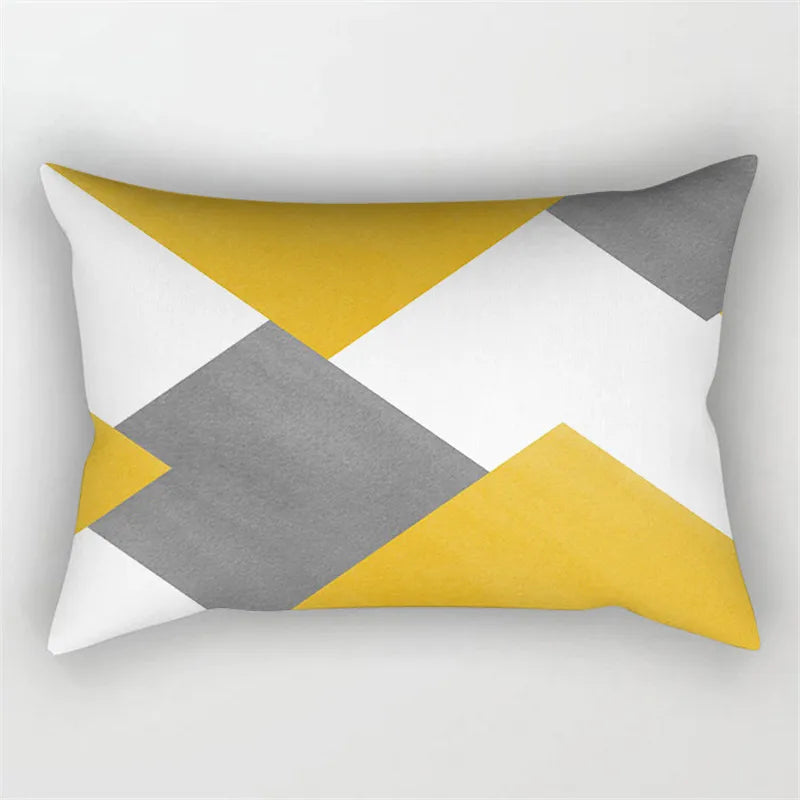 Yellow Geometric Cushion 30x50 Pillowcase for Living Room Sofa and Bed - Axyaa Home