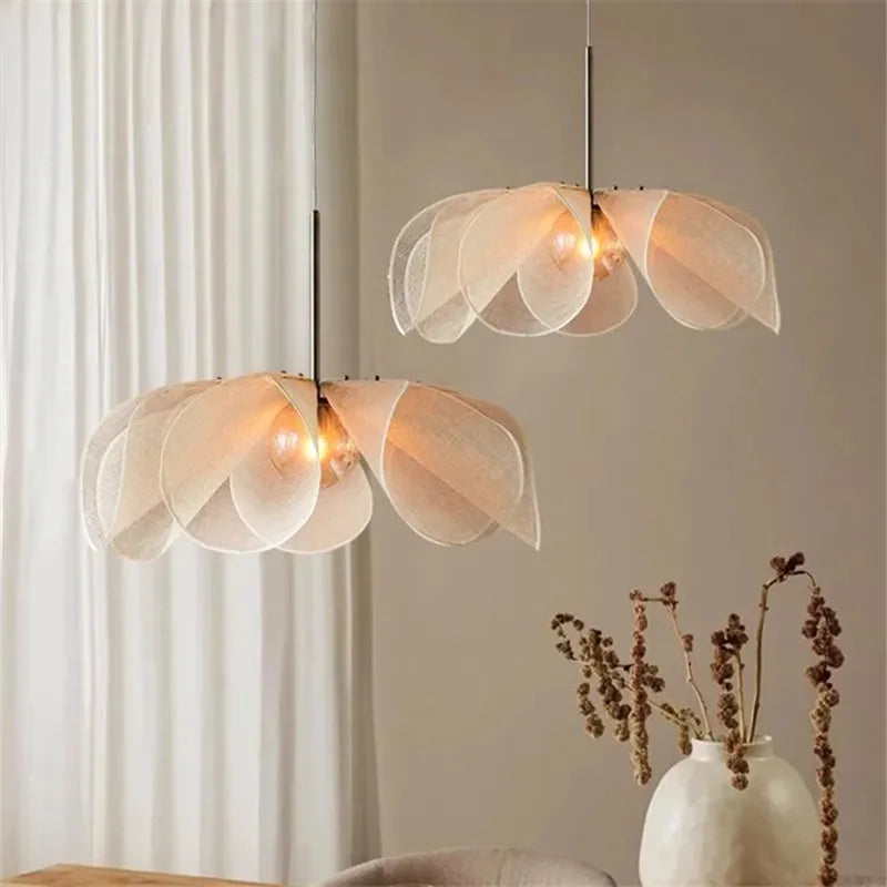 Axyaa Wabi Sabi LED Pendant Lamp: French Fabric Nordic Design for Home and Hotel