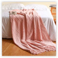 Axyaa Textile City Knitted Throw: Nordic Chunky Plaid Bedspread for Winter
