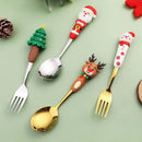 Axyaa Stainless Steel Christmas Fork and Spoon Set - 4 Pcs