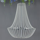 Axyaa Crystal Beads Chandelier: Elegant Silver Iron Hanging Lamp for Living Room, Kitchen, and Parties