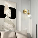 Axyaa Modern Glass Ball Wall Sconce with Pull Chain, Copper Finish