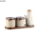 Axya Ceramic Seasoning Bottle Set with Lid Porcelain Kitchenware Soy Sauce Pot