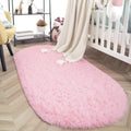 Axyaa Grey Plush Oval Area Rug for Living Room, Bedroom, or Nursery