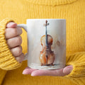 Axyaa Cello Mug: 11oz Black Ceramic Music School Office Coffee Cup