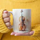 Axyaa Cello Mug: 11oz Black Ceramic Music School Office Coffee Cup