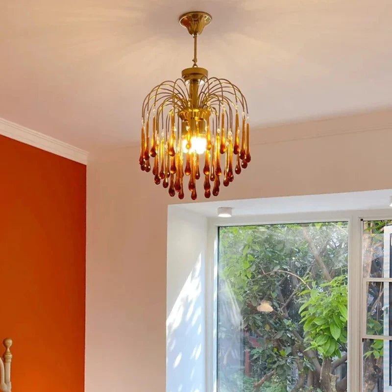 Axyaa Crystal Chandelier: Luxury Retro Copper Lighting for Living Room, Villa, and Restaurant