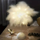 Axyaa Feather Table Lamp: Battery Powered LED Night Light for Bedroom & Wedding Decor