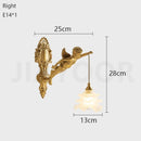 Axyaa Brass Angel Pendant Chandelier with Crystal Flower Wall Sconce Light