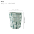 Axyaa Irregular Side Cup in Blue Green Brown Grid Pattern Ceramic - 270ml