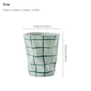 Axyaa Irregular Side Cup in Blue Green Brown Grid Pattern Ceramic - 270ml