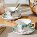 Axyaa Ceramic Flower Vine Coffee Cup Set