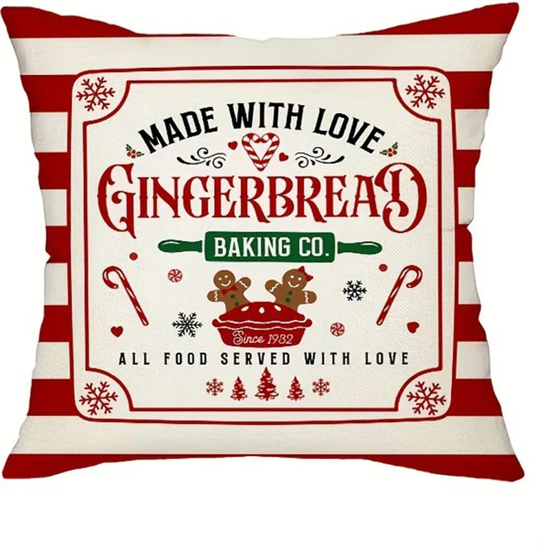 Axyaa Gingerbread Bakery & Candy Cane Christmas Pillowcase Room Sofa Decor Suite