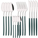 Axyaa 16Pcs Western Black Gold Dinnerware Set Stainless Steel Tableware Flatware