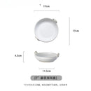 Axyaa Stone Pottery Double-eared Tray - Japanese Retro Ceramic Dish - Household Fruit Plate
