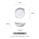 Axyaa Stone Pottery Double-eared Tray Ceramic Fruit Soup Plate, Japanese Retro