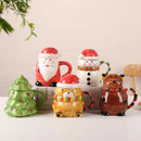 Axyaa Santa Claus Ceramic Mug with Lid, Christmas Gift for Office, Home - Couple Water Cup