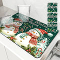 Axyaa Christmas Kitchen Drying Mat - Non-slip Heat Resistant Counter Pad