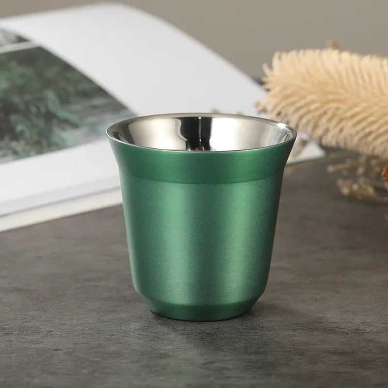 Axyaa 80ml Stainless Steel Double Wall Coffee Cup Set - Portable High Quality Insulated Drinkware
