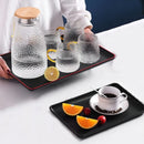 Axyaa Black Wood Grain Rectangular Tray for Kitchen Tableware and Cup Storage