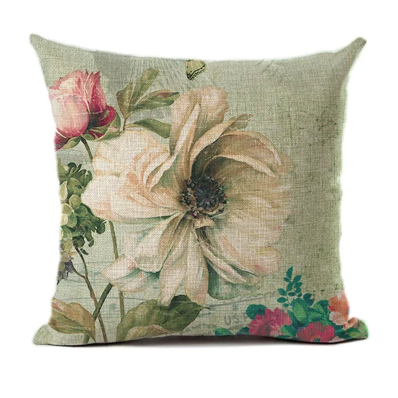 Axyaa Retro Rose Flowers Cushion Cover 45X45cm