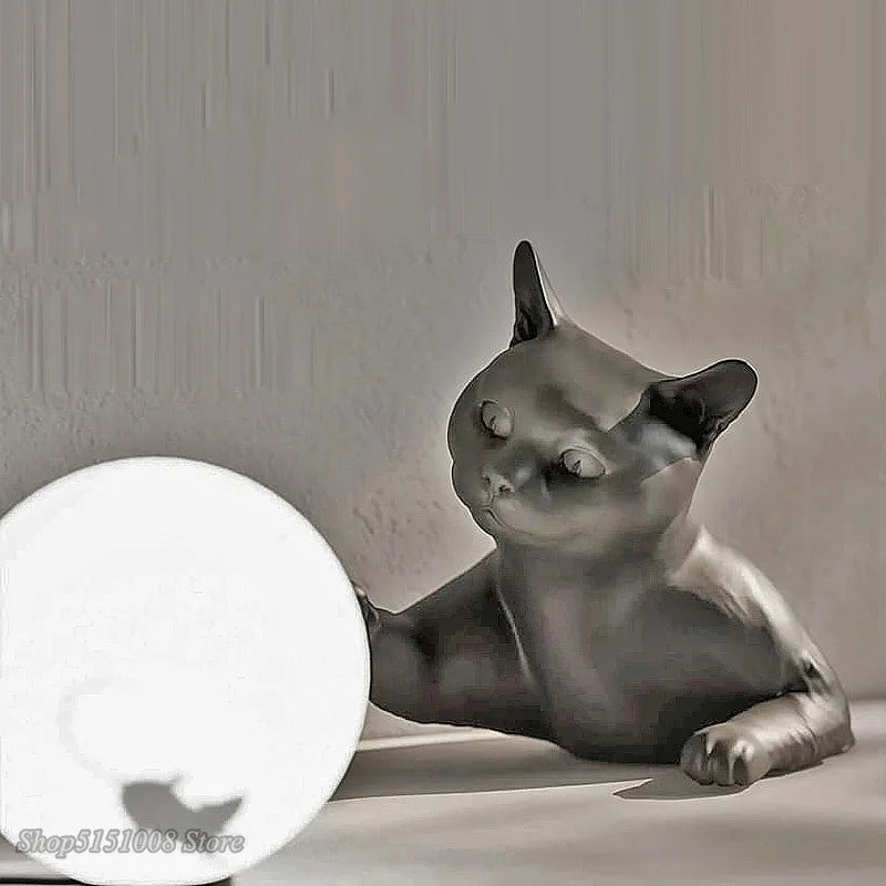 Axyaa Cat Statue Wall Lamp: Nordic Style Cartoon Kitten Light Fixture