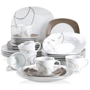 Axyaa 30-Piece Porcelain Ceramic Dinnerware Set with 6 Plates/Cups/Saucers