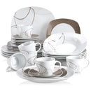 Axyaa 30-Piece Porcelain Ceramic Dinnerware Set with Plates, Cups, and Saucers