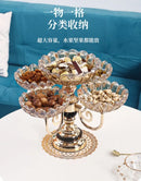 Axyaa Crystal Glass Rotating Fruit Plate: Multi-layered Snack & Candy Tray