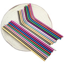 Axyaa Stainless Steel Reusable Drinking Straws Set - 6 Pcs Bent & Straight Straw Kit