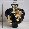 Axyaa Gold Foil Patterned Ceramic Vase Creative Plant Pot Aesthetic Room Decor