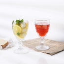 Axyaa Vintage Clear Embossed Goblet for Wine 10oz Stemware Glass Cup