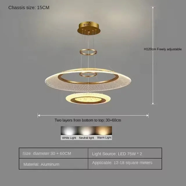 Axyaa Aluminum LED Pendant Lamp: Modern, Simple Design for Living & Dining Rooms