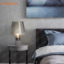 Axyaa Concrete Table Lamp with Glass Shade - Gray Concrete Lamp for Home Decor