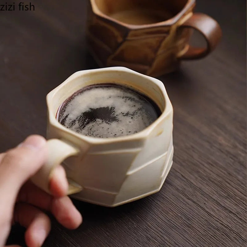 Axya Retro Ceramic Mug: Creative Texture Coffee Cup for Office, Home, and Beverages