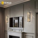 Axyaa Sparkling Crystal LED Wall Lamp in Gold/Chrome for Living Room, Bedroom, Study Hallway