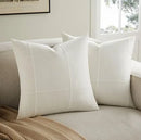 Axyaa Striped Embroidered Cushion Cover Brown Grey Cotton Linen 45x45cm 60x60cm