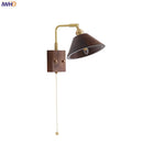 Axyaa Walnut Wood LED Wall Sconce Pull Chain Rotate Vanity Light