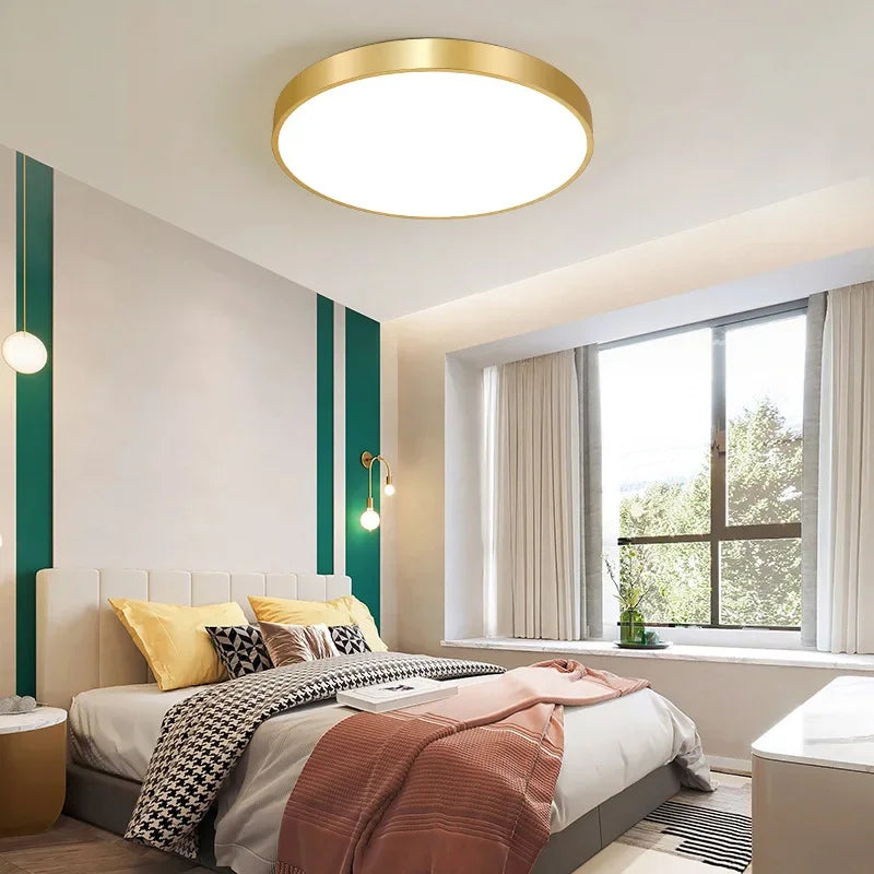 Axya Modern Gold Circular Ceiling Light for Interior Decor Lighting Fixtures