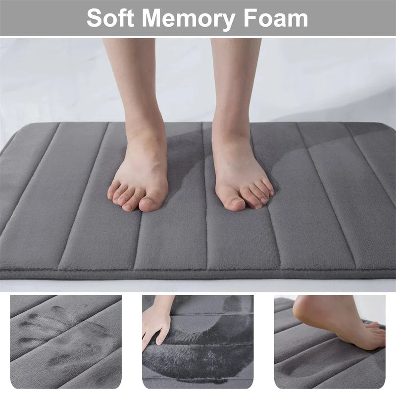 Luxury Memory Foam Bath Mat by Axyaa: Super Absorbent, Soft Coral Velvet, Non-Slip Rug