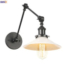 Axyaa Black Vintage Wall Lamp with White Glass Shade, Industrial Loft Style