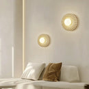 Axyaa Retro Round Bedside Wall Lamp High-end White Glass Sconce