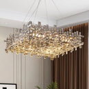 Axyaa Square Crystal Pendant Lamp: Modern Chandelier for Living Room, Bedroom, Dining Room