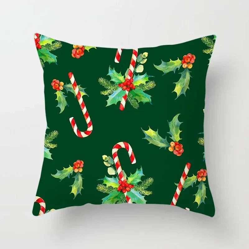 Axyaa Christmas Candy Print Pillow Cases for Festive Decor